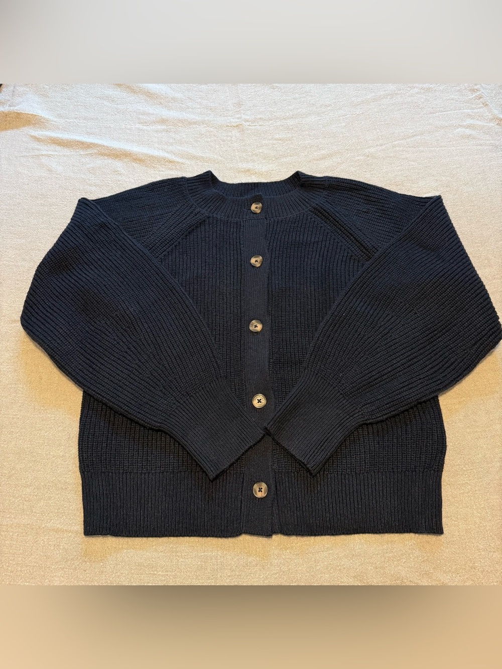 Banana Republic Black Ribbed Button-Front Cardigan